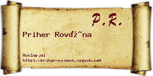 Priher Rovéna névjegykártya